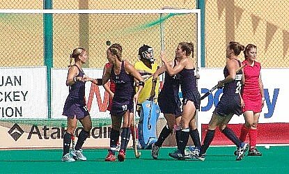 USA celebrate a goal in their game against Azerbaijan this afternoon